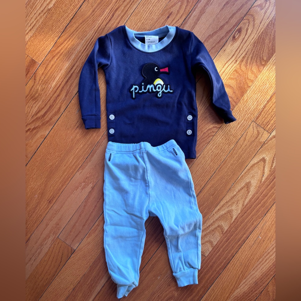 Ping Kids Romper in Navy and Light Blue